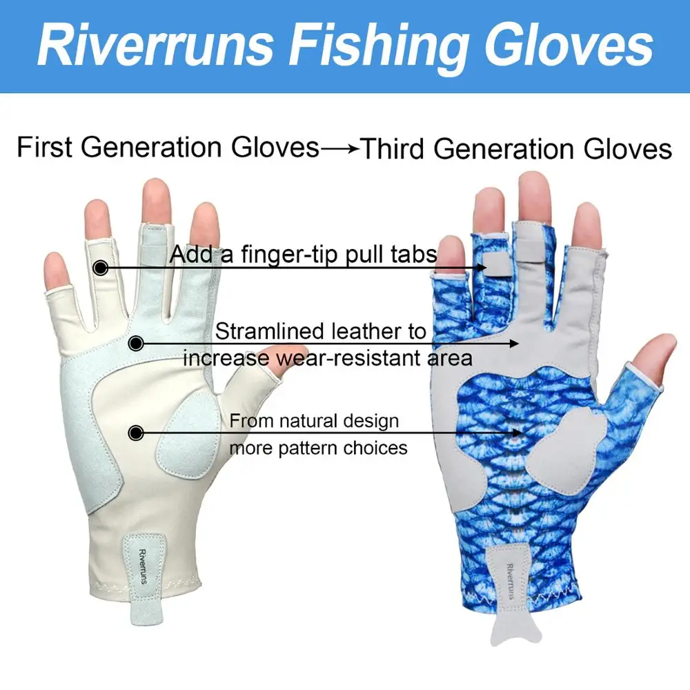 Riverruns UPF 50+ Sun Protection Fingerless Fishing Gloves for Men and  Women Fishing, Boating, kayaking, Hiking, Running - AliExpress