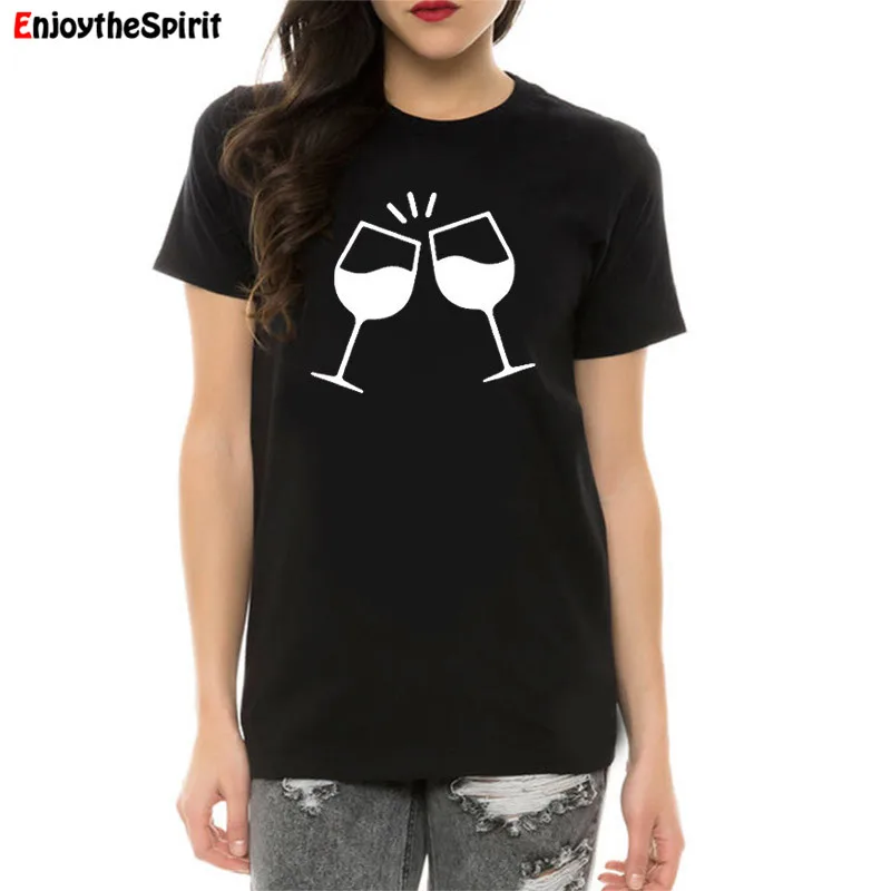 Женская футболка с коротким рукавом Enjoythespirit Cheers Wine забавным графическим принтом