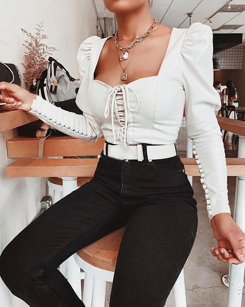 white bustier top with sleeves