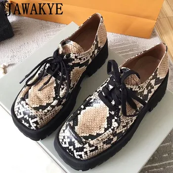 

Thick bottom Ladies Shoes Lace up Leather Women loafers Square toe Platform Shoes Spring Causal Shoes Woman Flats Oxfords