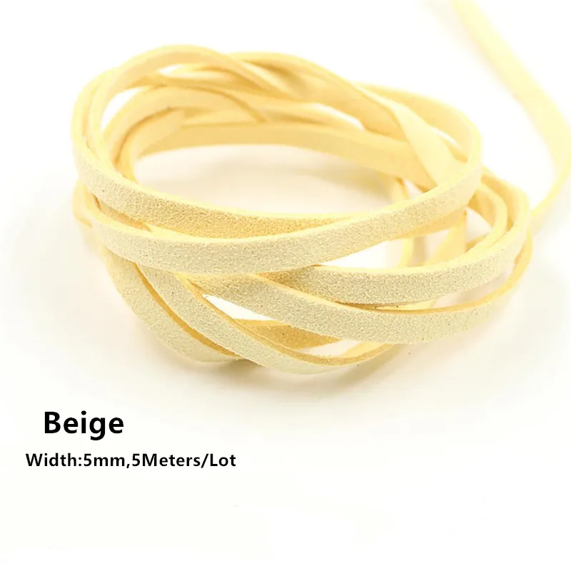 Multi-Color Flat Faux Suede Cord for DIY Jewelry Making - 5mm x 5m Roll