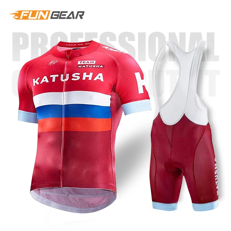 Bib Cycling Set Катюша одежда для велоспорта Pro Team/Шоссейный велосипед одежда для гонок быстросохнущая Мужская велосипедная майка комплект Ropa Ciclismo Maillot - Цвет: Bib Cycling Set