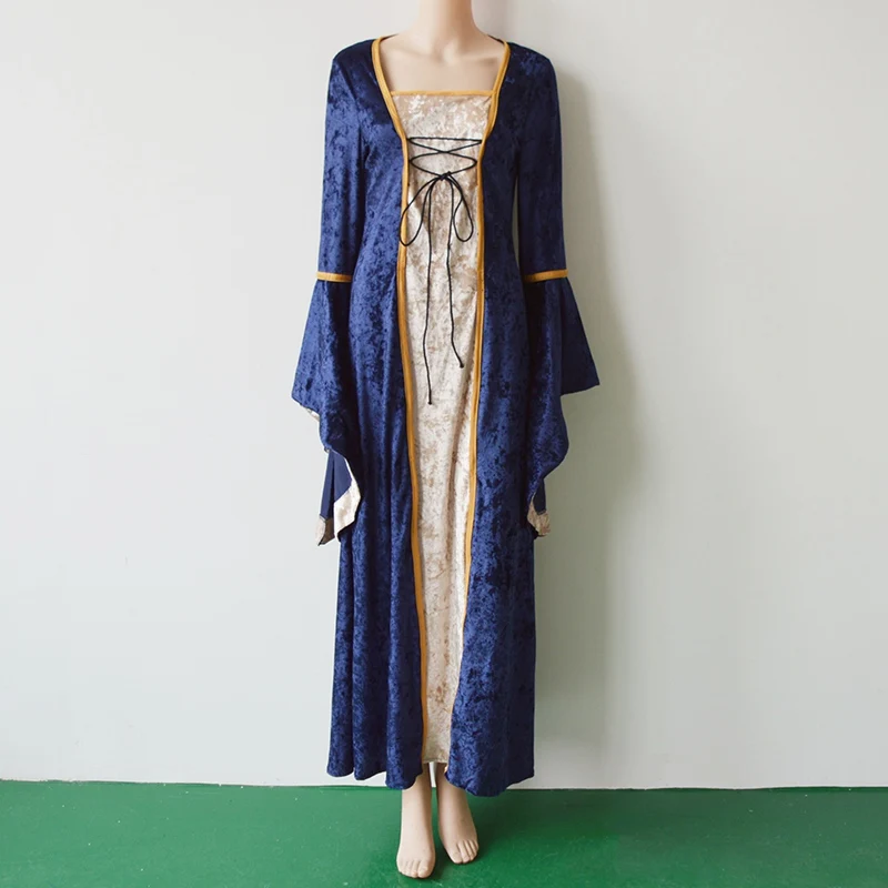 Новое средневековое платье костюмы на Хэллоуин для женщин Косплей Благородный дворец длинные халаты древний колокол рукав принцесса костюм платье