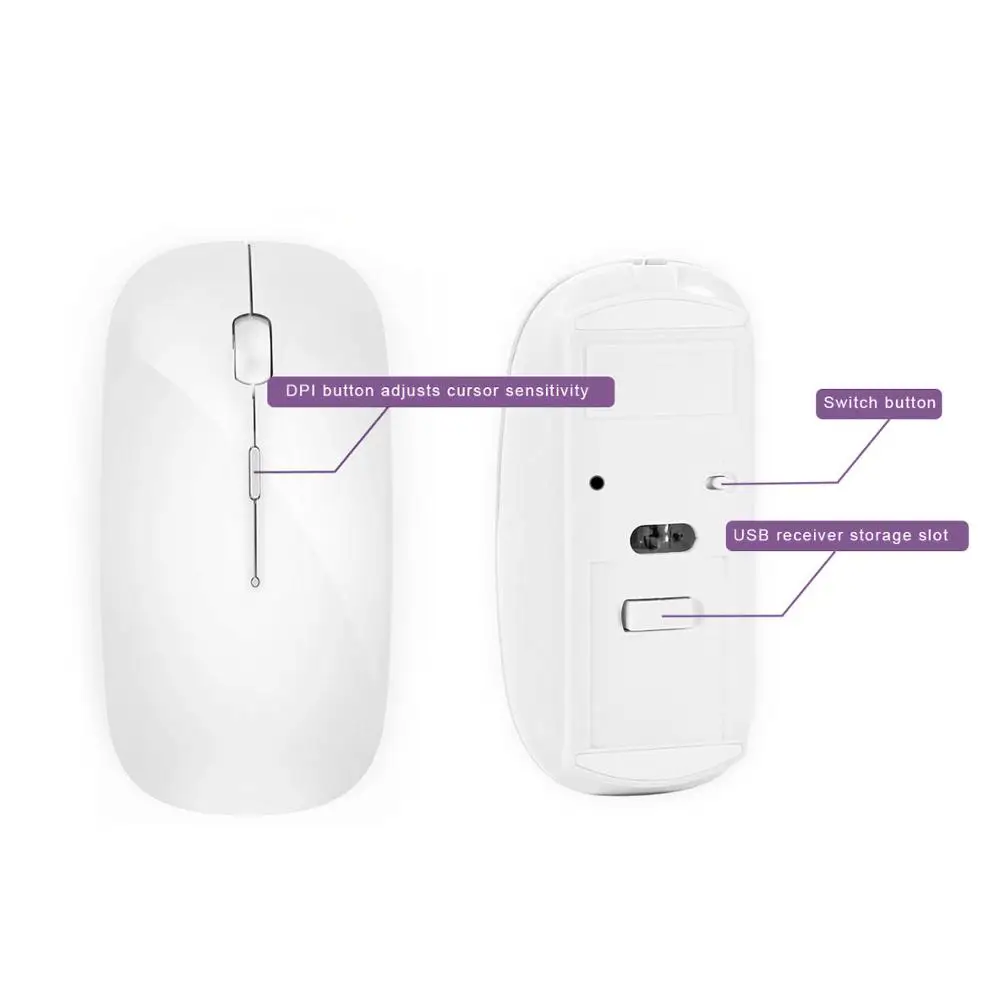 Teclado sem Fio e Mouse Layout Russo Compacto Conveniente Ultra Fino Ergonômico Prata Branco 2.4g Eua - Imagem 5
