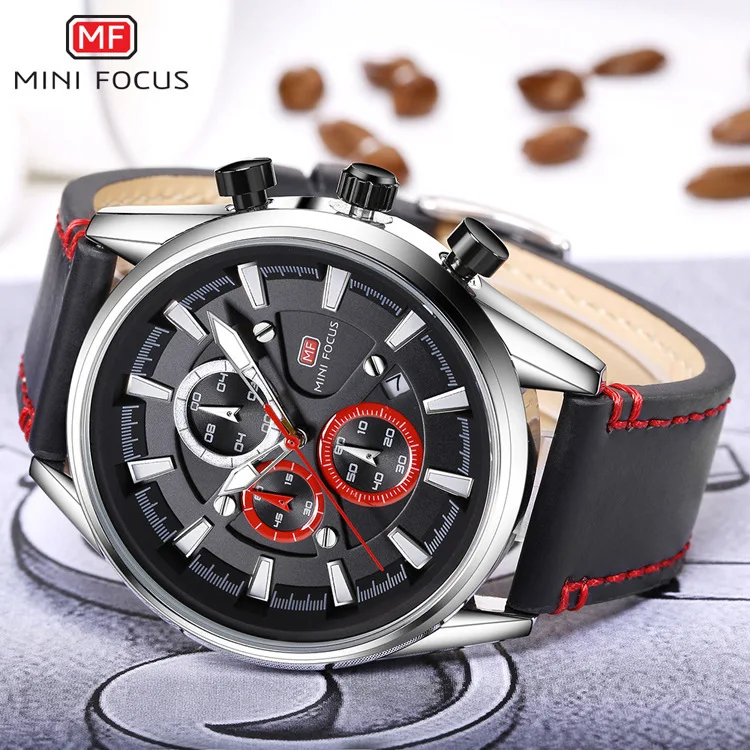 

Fox Mini FOCUS Men Calendar Waterproof Night Light Small Three Needle Casual Genuine Leather Quartz Watch Mf0083g