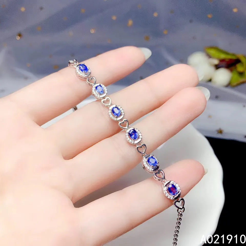 

KJJEAXCMY boutique jewelry 925 sterling silver inlaid Natural sapphire fine female Bracelet support detection classic