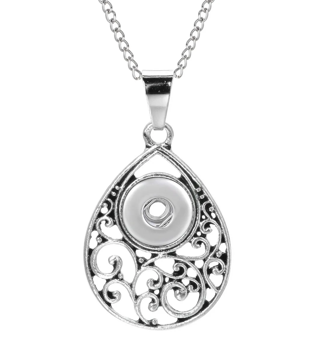 Новые украшения с кнопкой из металла кристалл кулон ожерелья подходят DIY 12 мм кнопки ожерелья оптом для женщин ZG094 - Окраска металла: 2