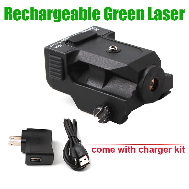 Tactical Rechargeable Pistol Mini Green Laser for Glock 17 Aiming Pointer with USB Charger Fit 20mm Picatinny Rail | Спорт и