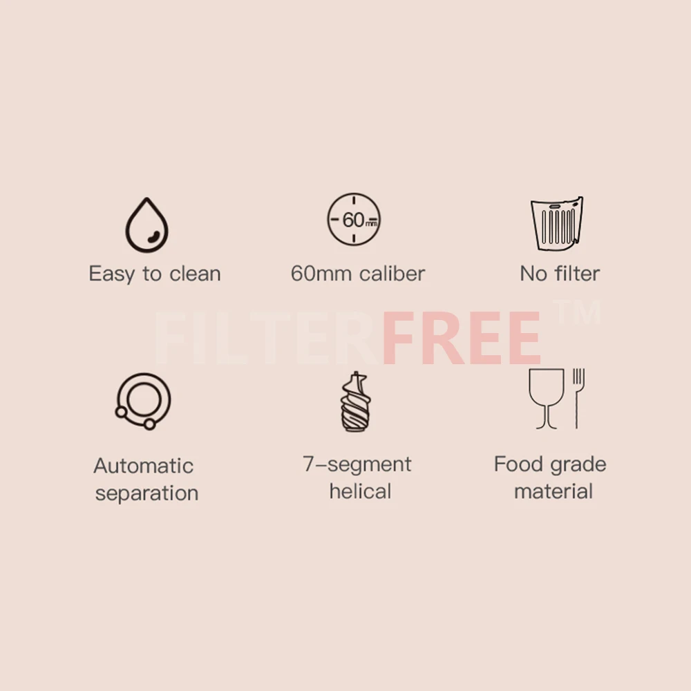 MIUI Slow juicer Cold press 7 level slow masticating juice extractor Mini-FilterFree patented Deft design 2020 PLUS Model