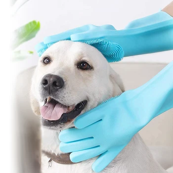 

Magic Silicone Dishwashing Gloves Cleaning Gloves For Kitchen Pet Shower Multifunction Silicone Heat Resistant Rubber Gloves