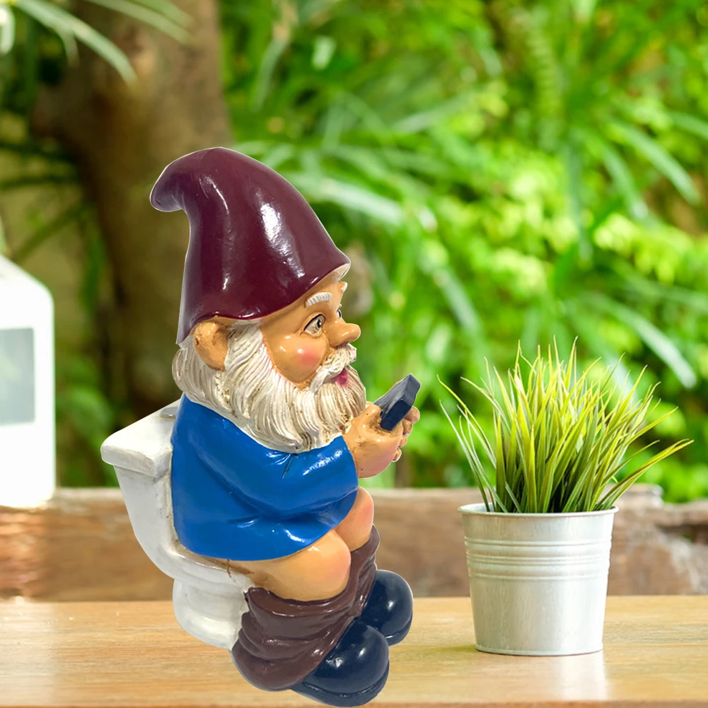 3D Dwarf Toilet Play Phone Statue Garden Gnomes Mini Resin Doll Statue Crafts Outdoor Elf Miniature Garden Dwarf Decoration resin ornaments garden statue garden decoration resin statue resin handicraft ornaments resin ornament