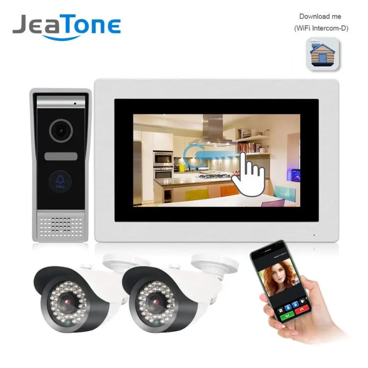 JeaTone 7 inch WIFI IP Video Door Phone Intercom Wired Door Bell Door Speaker with IP camera Access Control System JeaTone 7 inch WIFI IP Video Door Phone Intercom Wired Door Bell Door Speaker with IP camera Access Control System