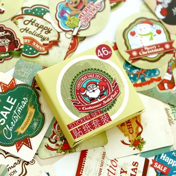 

46Pcs Cute Christmas Stickers Kawaii Santa Claus Stickers Paper Adhesive Toys Sticker For Kids DIY Scrapbooking Albums Supplies
