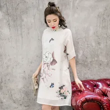 Оригинальное весеннее и летнее Новое Стильное ТРАПЕЦИЕВИДНОЕ ПЛАТЬЕ в китайском стиле высшего класса с принтом в виде чернил в стиле ретро