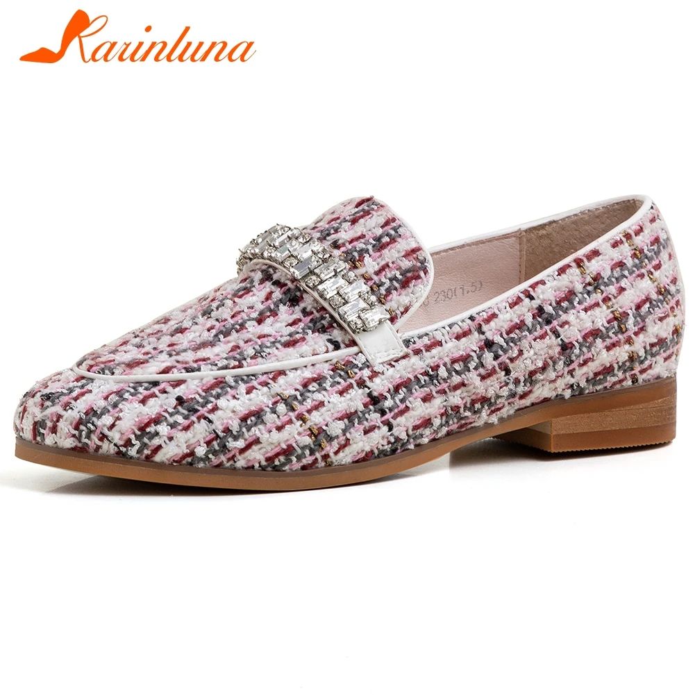 

Karinluna 2020 New Arrivals High Quality Pigskin Mix Color Shoes Woman Pumps Slip-On Spring/Autumn Office Lady Pumps Women