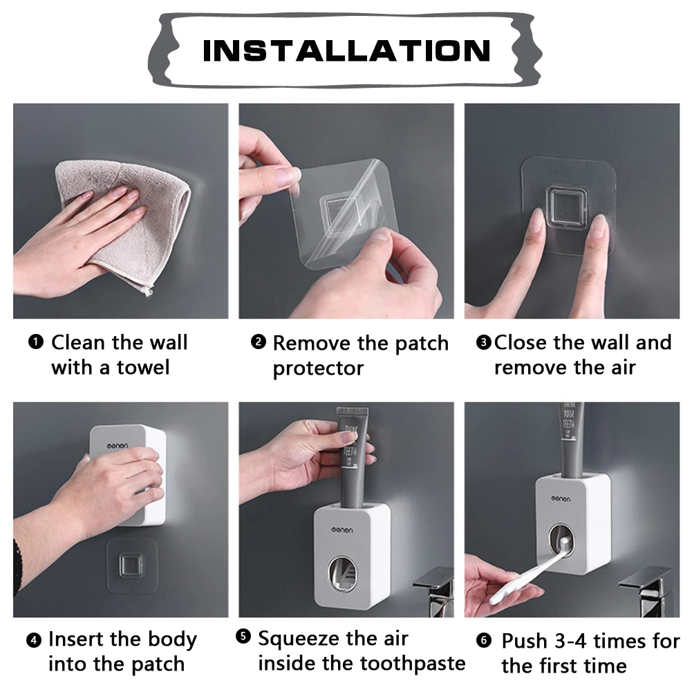 Mount Stand Automatic Toothpaste Dispenser Home Toothpaste Squeezers Dust-proof Toothbrush Holder Wall Bathroom Accessories Set Mount Stand Automatic Toothpaste Dispenser Home Toothpaste Squeezers Dust-proof Toothbrush Holder Wall Bathroom Accessories Set