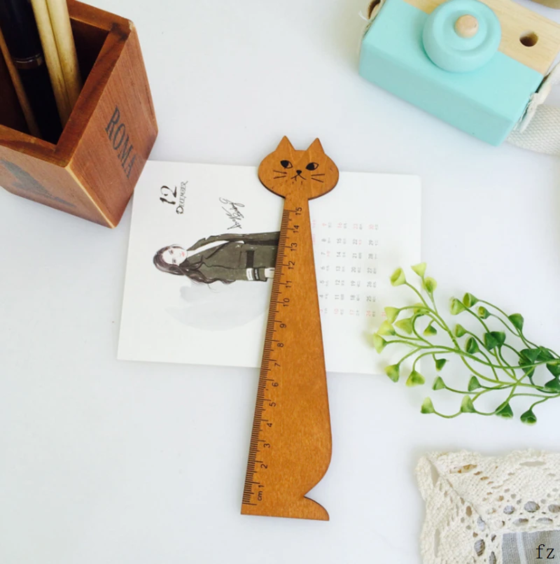 500 шт деревянная линейка студентов DIY Cat дизайн прямые линейки рисунок
