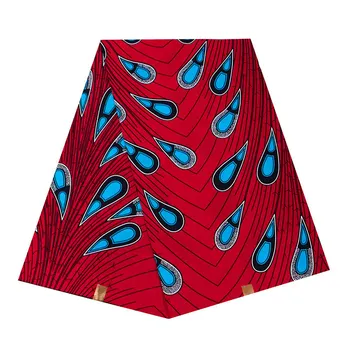 

Red Cotton African Nigerian Veritable Wax Fabric 6Yards Drop Print Batik Cloth Fabric Ankara Real Wax Fabric For Dress