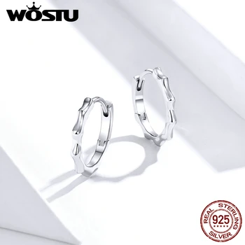 

WOSTU Genuine 925 Sterling Silver Wave Line Hoop Earrings Simple Circle Big Earrings For Women Trendy Jewelry Gift FIE843