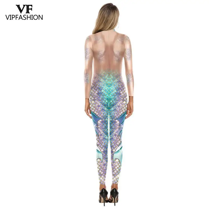 VIP новые модные Femme с принтом русалки комбинезоны вечерние танцевальные костюмы