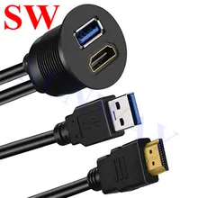 Панель скрытого монтажа для приборной панели автомобиля USB 2,0 HDMI панель расширения кабель-удлинитель для крепления автомобиля с установочными инструментами