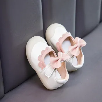 

Baby Flats Shoes Infant Girl First Walkers PU Velvet Bowknot Soft Rubber Sole Newborn Bebe Prewalkers Crib Shoes