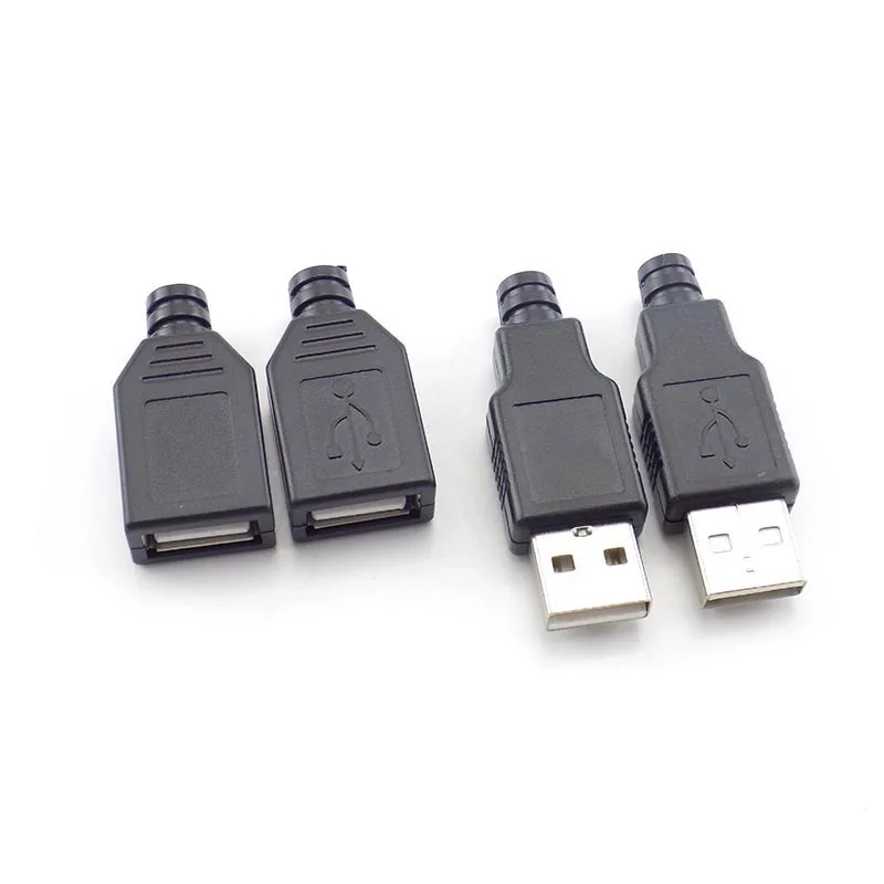 5/10 шт. 4 Pin Тип Женский Мужской USB 2,0 адаптер розетка Соединитель с черным Пластик крышка DIY разъем O21