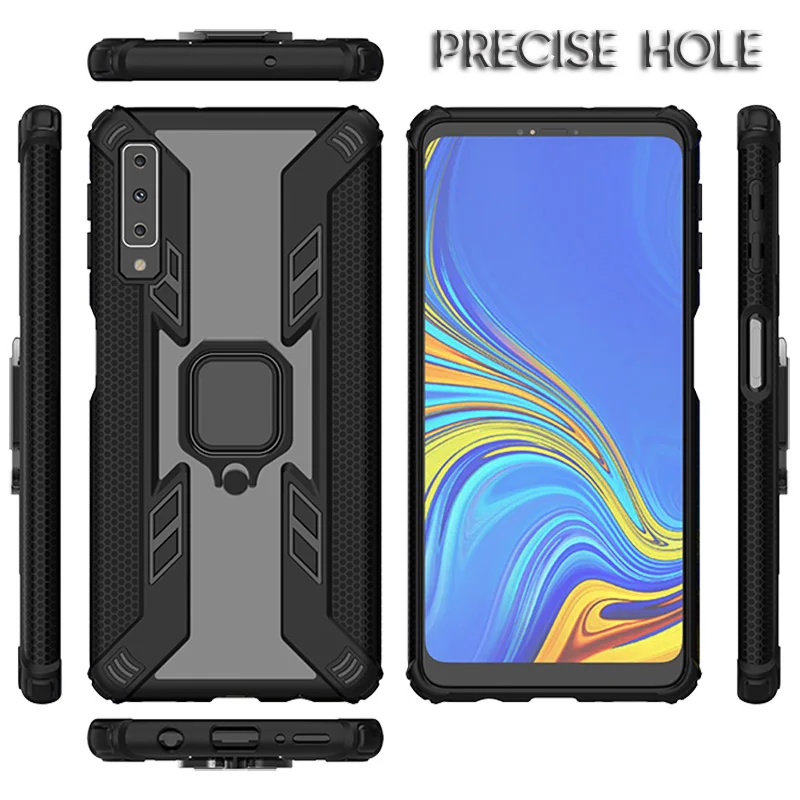 Защитный чехол для Samsung Galaxy A7 2018 силиконовый магнитный держатель кольца