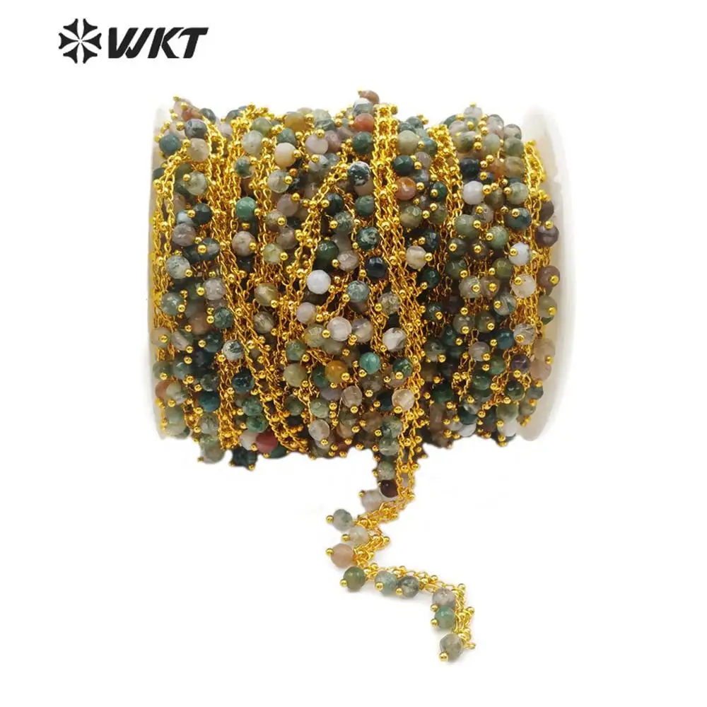 WT-RBC109 WKT, новинка, несколько цветов, бобы, Золотая проволока, обернутая четки, 5 метров, для женщин, стильное Изготовление ювелирных изделий
