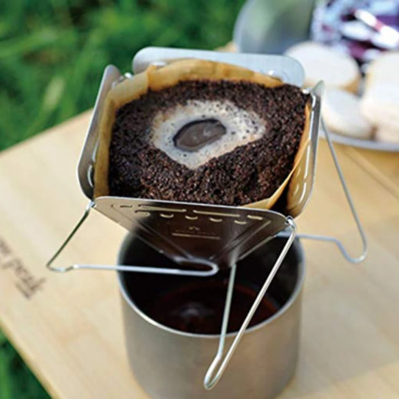 ABUI-Outdoor Camping Folding Portable Coffee Drip Rack Stainless Steel Coffee Maker Hand Punch Coffee Filter