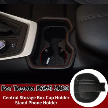 

For Toyota RAV4 2020 Car styling ABS Black Central Storage Box Cup Holder Stand Phone Accessories