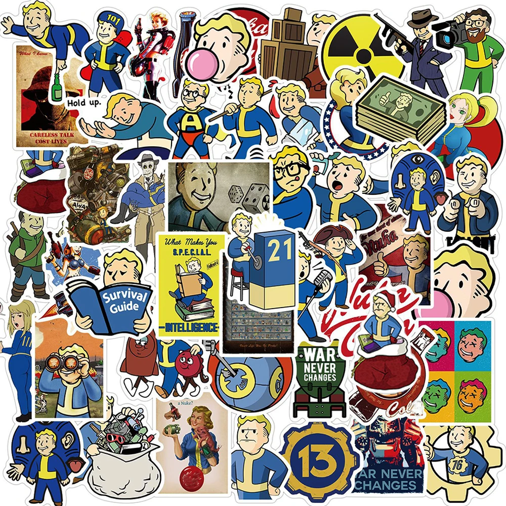 Fallout Game Stickers Skateboard Vinyl Decals Laptop Luggage Guitar Sticker 50Pc 
