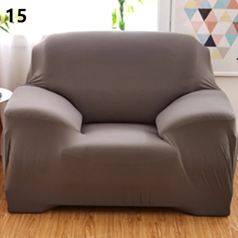 Super Stretch Knitted Cotton Sofa Cover Slipcovers All-inclusive Couch Case for Different Shape Sofa High Quanlity Solid Color - Цвет: 15