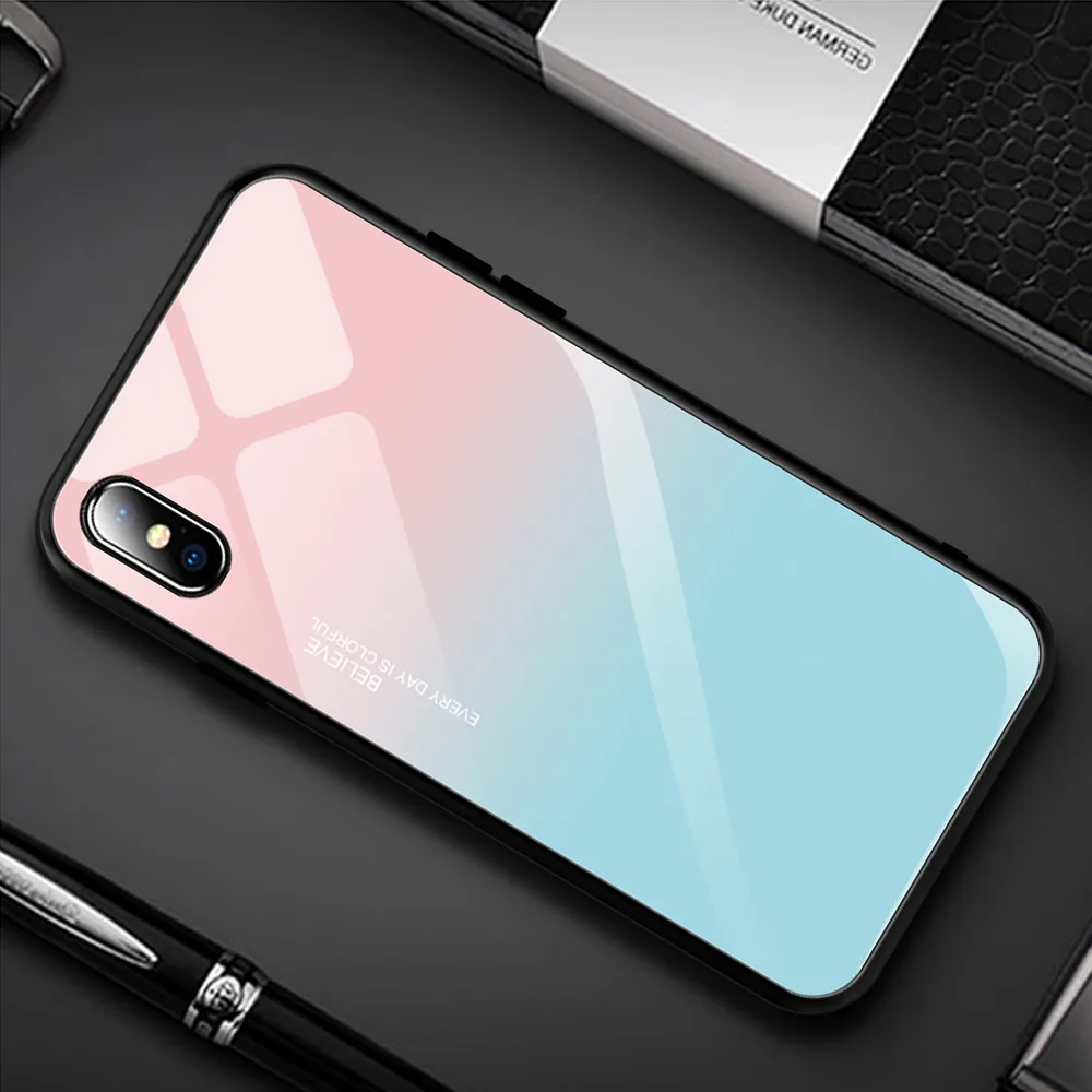 A7 Роскошный окрашенный чехол из закаленного стекла для iphone 11 pro max x xr xs 8 7 6 6 S Вселенная Звездное Фламинго Луна цветочный узор мягкий край - Цвет: A7