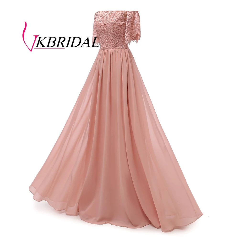 Vkbridal платье подружки невесты для свадебной вечеринки шифон Кружева vestidos de madrinha А-силуэт Формальное длинное платье для выпускного вечера - Цвет: same as picture