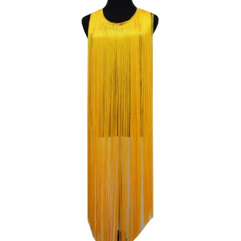 Lunga Frangia Della Nappa Poliestere Catenella Frange Vestito Latino Pizzo Macramè 1 Yds Samba DanceWear Guarnizioni Trim 50-100 centimetri