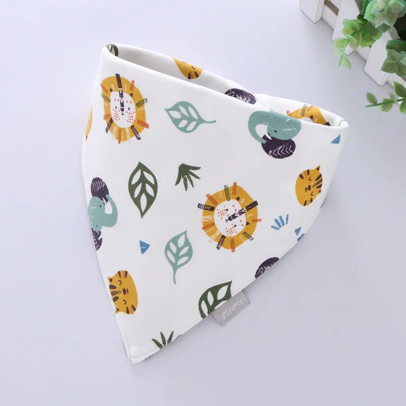 Baby Bibs Triangle Double Cotton Bibs Cartoon Print Saliva Towel Baby Boys Girls Feeding Apron Cotton Bandana Bibs Burp Cloths
