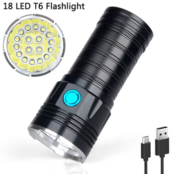 

38000LM 18*T6 ultra Powerful LED Flashlight USB Rechargeable Outdoor Waterproof Camping Tactical Flashlight Use 18650 Battery