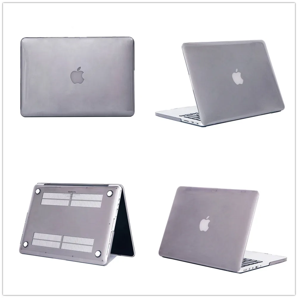 Gray Прозрачный Кристальный кейс для ноутбука, лэптопа для Apple MacBook Pro Air retina 11 12 13 15 Mac Book 15,4 13,3 дюймов рукав+ крышка клавиатуры - Цвет: Gray