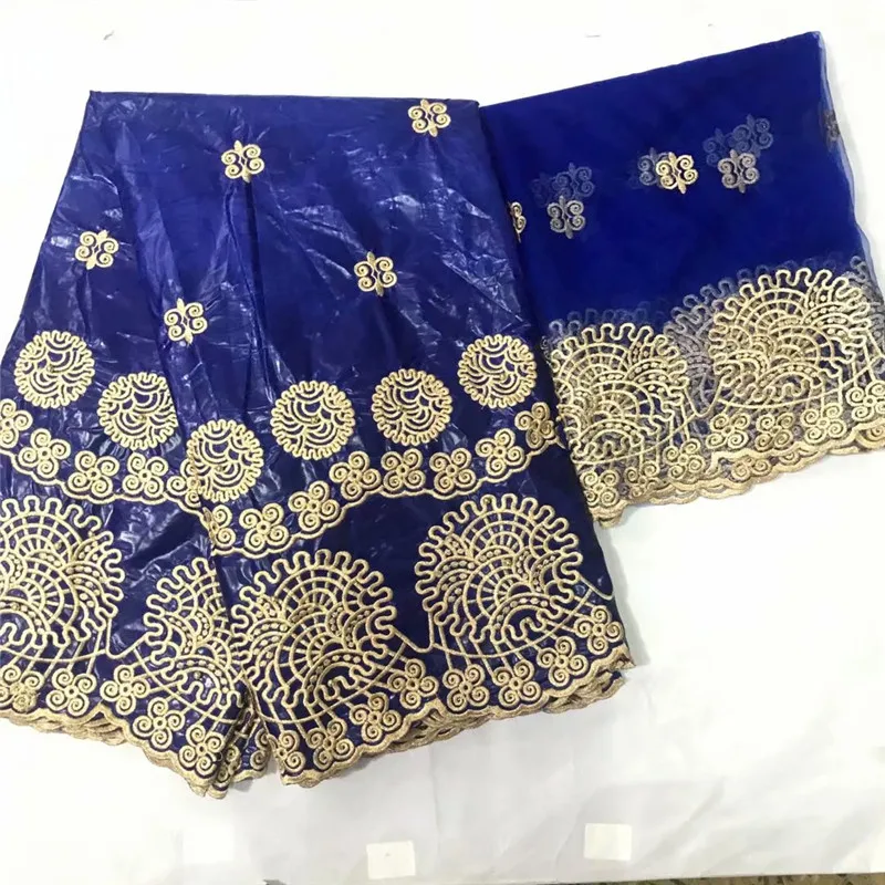 

2019 New arrival Stone african Bazin riche fabric with embroidery lace / riche dress material Nigerian KY112723