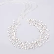 Европейский и американский большой бренд, стильная Свадебная лента для волос, Жемчужное плетение, кружевной дизайн, головной убор невесты,, аксессуары для волос