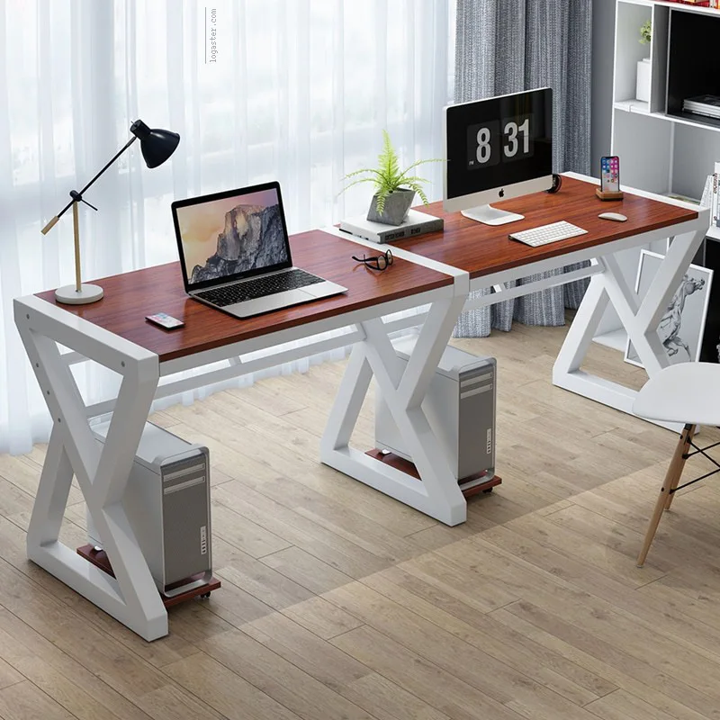 

Simple Computer Desk Bedroom Desktop Table Household Writing Desk Library Table for Two Modern Staff Desk 2 Digit