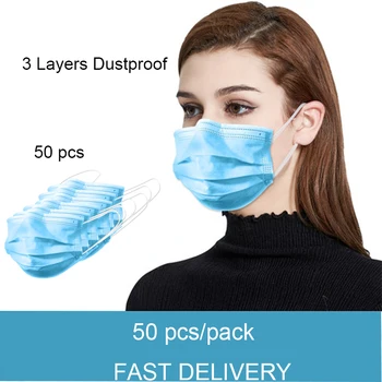 

50pcs/PACK Disposable Mouth Mask Virus Protect High Quality Regular Mouth Nose Covers Non-woven Face Mask Anti Dust