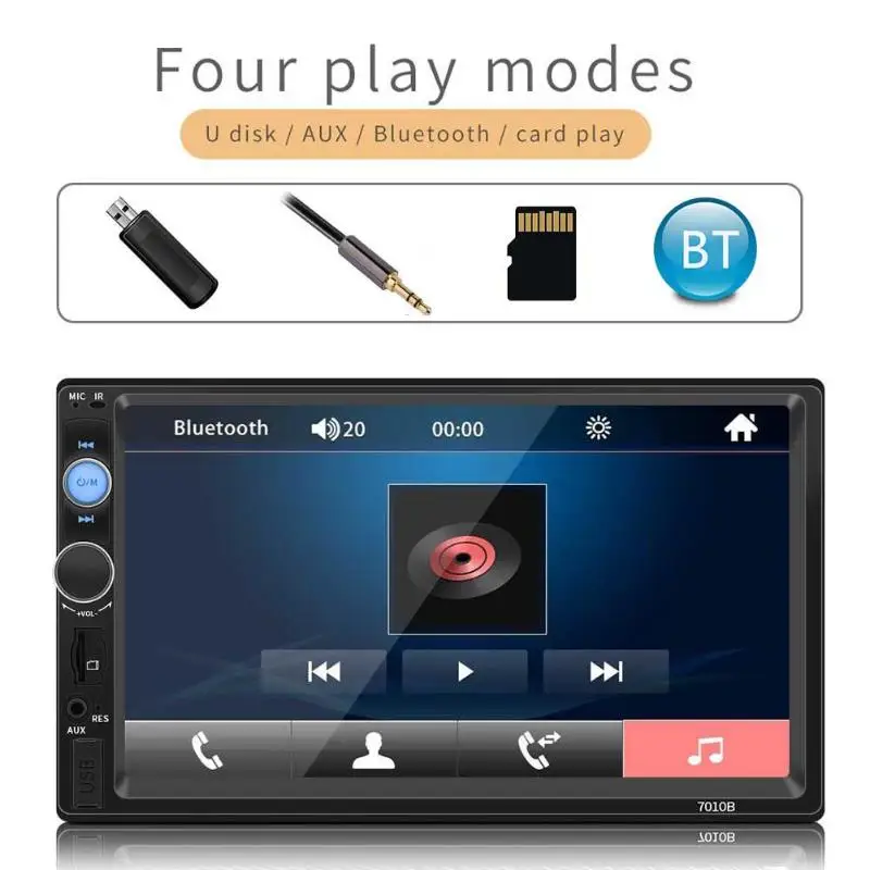 2 DIN автомобильный стерео MP5 плеер 7010B Bluetooth AUX USB TF FM радио в тире головное устройство просмотра мобильного телефона соединение медиа
