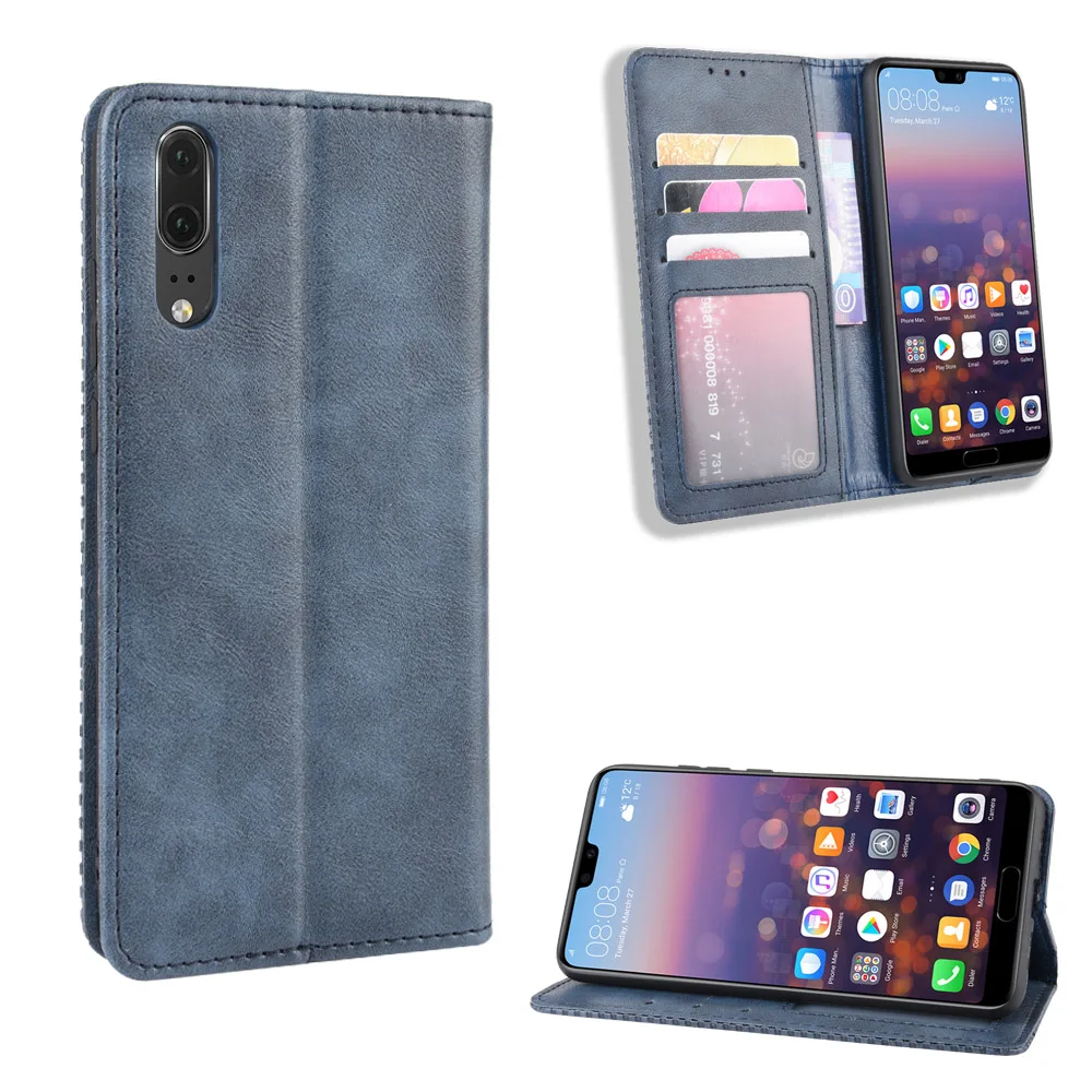 Для huawei P20 чехол кошелек Флип стиль винтажный кожаный для телефона защитная
