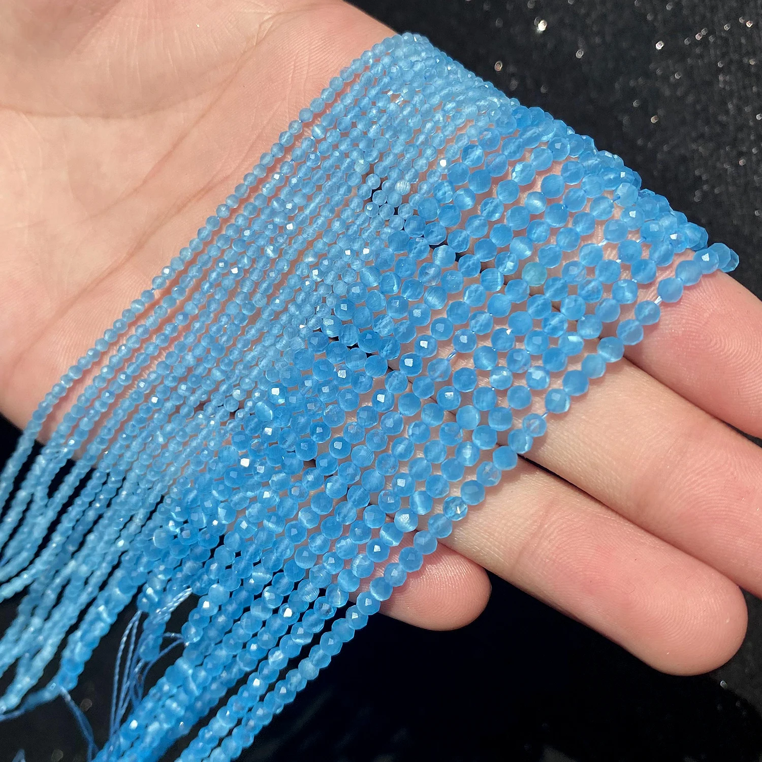 Natürliche Stein 2 3mm Facettierte Mehrfarbige Cat Eye Lose Opal Spacer Perlen Für Schmuck Machen Perlenstickerei DIY Armband Halskette 15'' – Detail 17