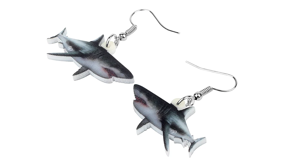 Bonsny Acrylic Ocean Black Shark Fish Earrings Drop Dangle Sea Animal Jewelry For Women Teens Girls Friends Charms Gift Hot Sale