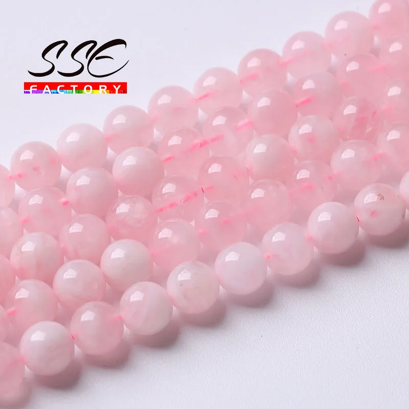 

Hight Quality Natural Madagascar Rose Pink Quartz Beads Round Loose Stone Beads For Jewelry Making DIY Bracelets 6 8 10 12mm 15"