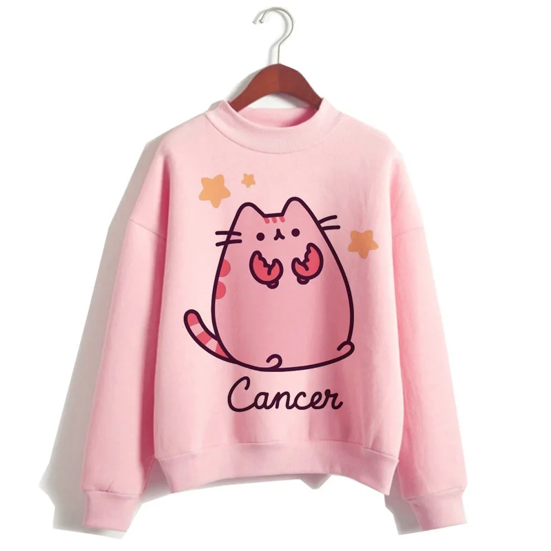 Кот пушин Толстовка Женская мода kawaii корейский harajuku Толстовка розовая Женская 90s мультфильм одежда женский капюшон негабаритный