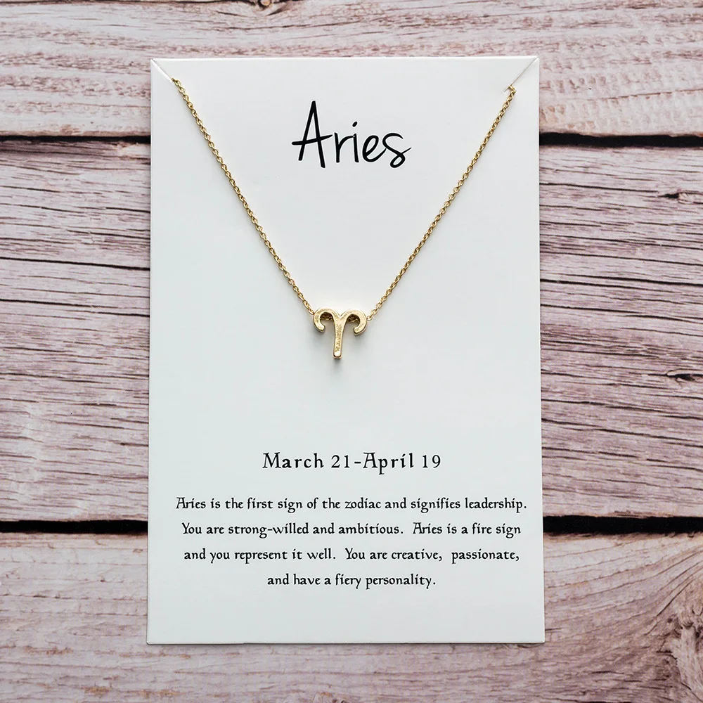 Aries gold Модная Звезда Знак зодиака 12 Созвездие Ожерелье s& ожерелье с подвесками для женщин длинное цепное ожерелье Бижу femme - Окраска металла: Aries gold